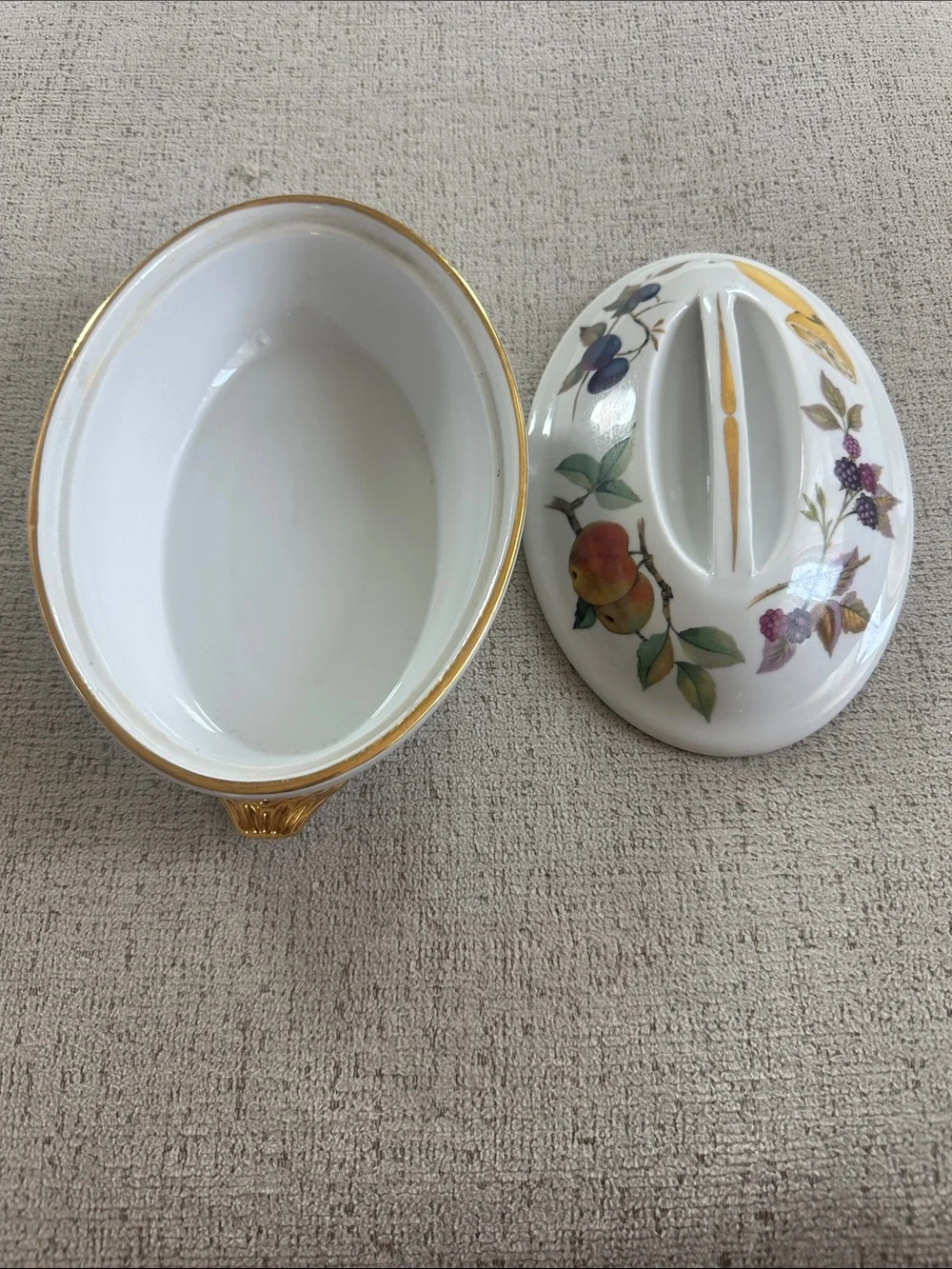 Vintage Royal Worcester Evesham Gold Oval Dish with Lid - Shape 21 Size 3